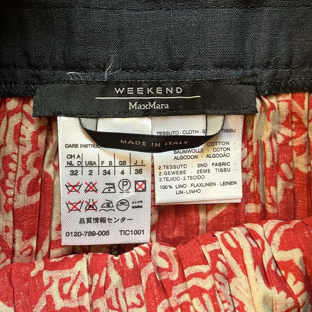 NWT!  Weekend Maxmara 100% flax linen skirt, size 2 - Picture 7 of 12
